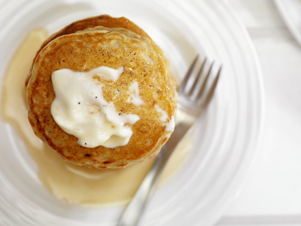 Silver Dollar Pancakes with Maple Syrup