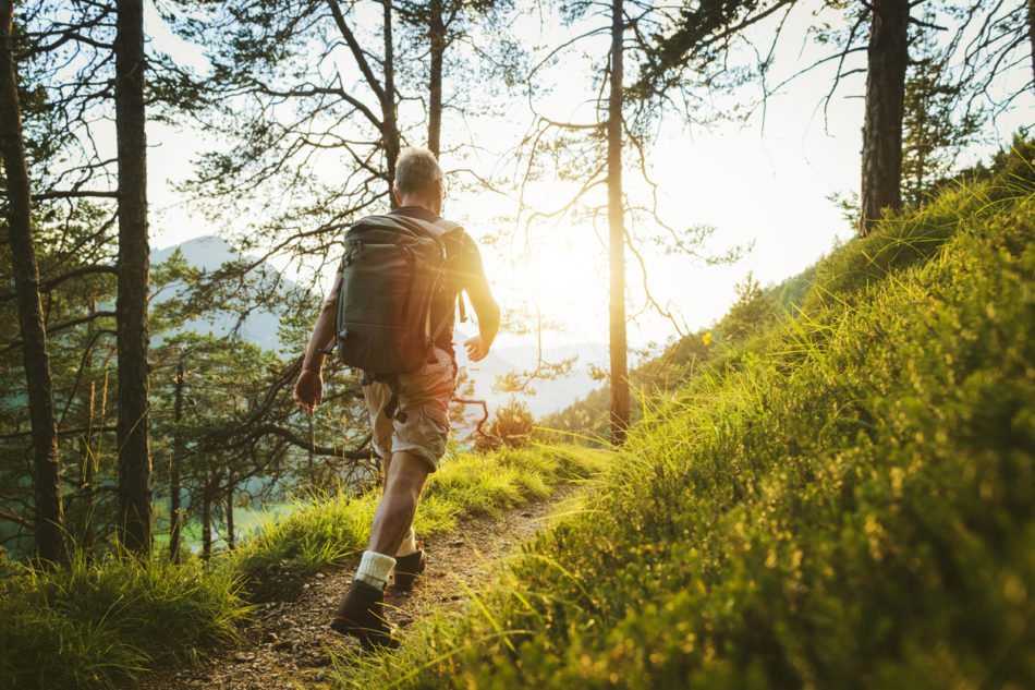 Man hiking trails