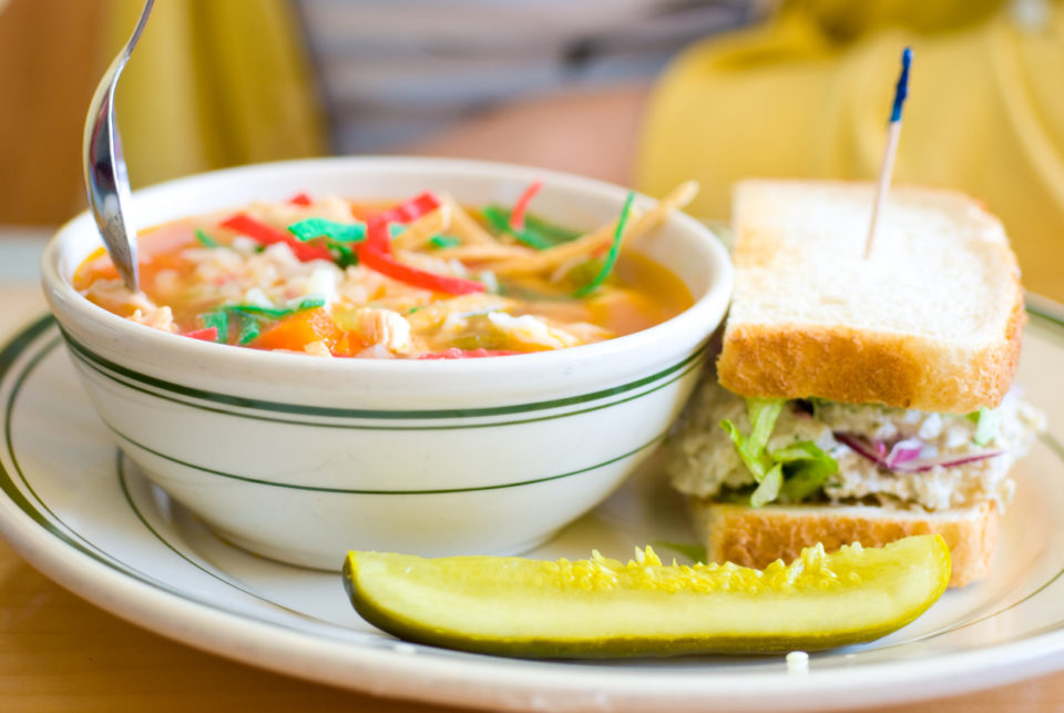 Taco Soup, Sandwich, and a Pickle