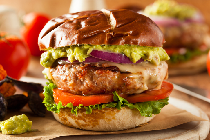 Homemade Healthy Turkey Burgers with Lettuce and Tomato